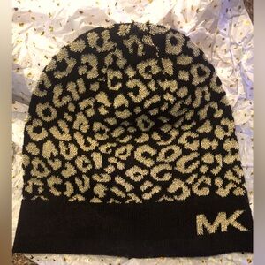 Michael kors brand new black and gold shimmery beenie